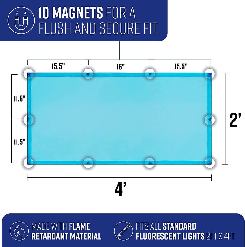 GlareShade Store Fluorescent Light Covers for Classroom or Office | Magnetic Fluorescent Light Covers for Ceiling Lights Provide Relief from Glare, Headaches, & Sensory Overload | 2 Count Blue - Image 2